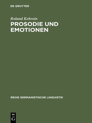 cover image of Prosodie und Emotionen